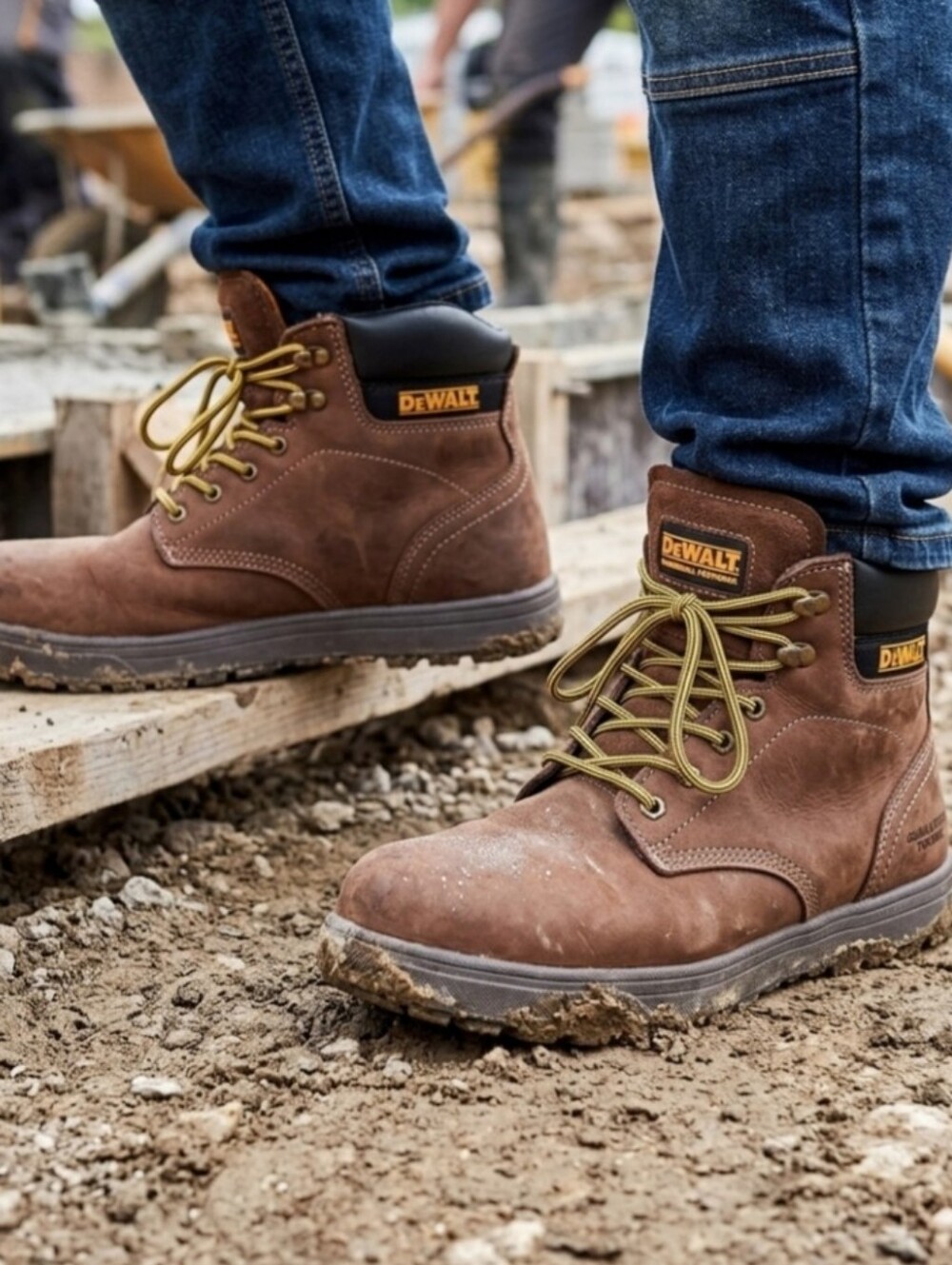 DEWALT Brown Work Boots with Yellow Laces 10,5W